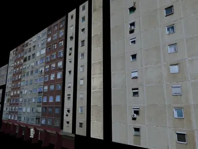 Panel Plattenbau Block Building Architectural Modular Set Low-poly 3D model