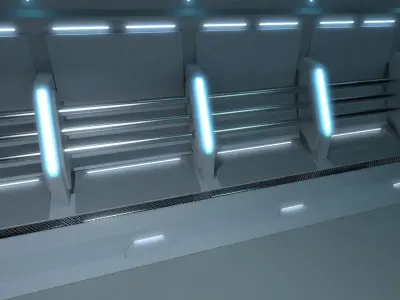 Neon scifi spaceship studio scene background 3D model