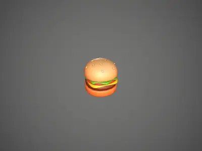 Burger Cartoon Low-poly 3D model
