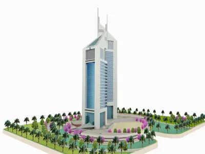 Dubai Jumeirah Emirates Towers  Low-poly 3D model