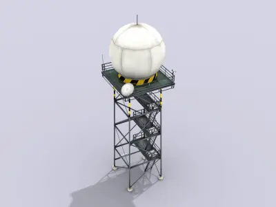 Weather Radar Tower Low-poly 3D model purchase