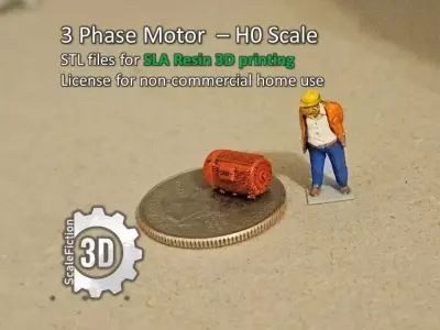 3-Phase Electric Motor H0 Scale - High-Detail SLA STL Model 3D print model