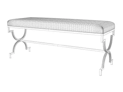 Cream Double Bench Free 3D model