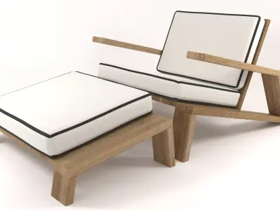Olema Teak Lounge Chair v2 - 3ds Max 3D model