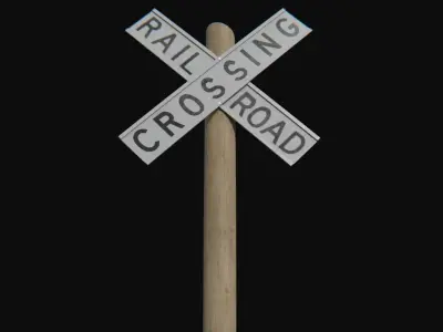 Railway-crossing roadsign Low-poly 3D model