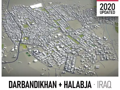 Darbandikhan  Halabja - 3D City Model Low-poly 3D model