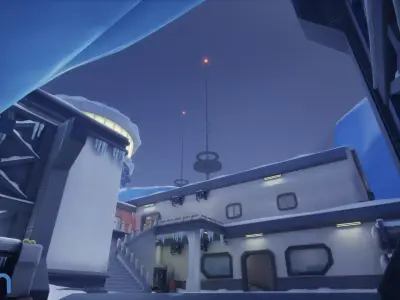 Stylized Arctic Base Low-poly 3D model