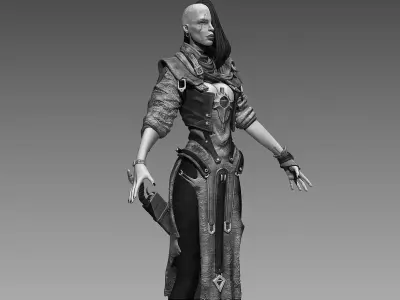 Fantasy Female Character A-pose 3D model