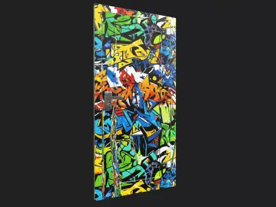 Colorful Graffiti Urban Street Art Style Door 3D model