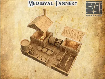 Medieval Tannery Tabletop Terrain 28 mm 3D print model