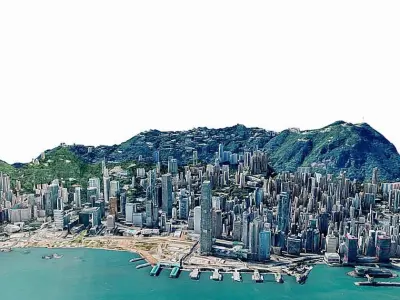 Hong Kong Skyscraper- city Low-poly 3D model