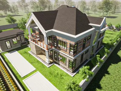 Mansion Exteriors  Low-poly 3D model