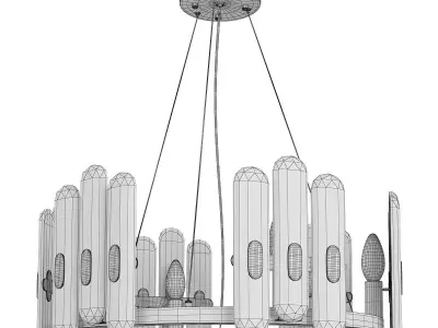 WALLACE gold chandelier with clear crystals Low-poly 3D model