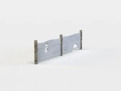 Fence segment Low-poly 3D model