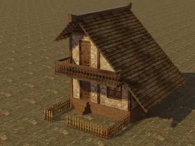Medieval house 12 Low-poly 3D model