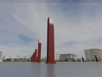 Street Light 8 Bollard 900 mm Dark Red Version 2 Low-poly 3D model