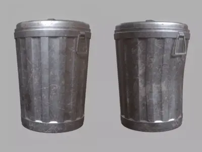 trash two metal cans 3D model