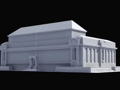 Classic Civic Building - NY Library Low-poly 3D model
