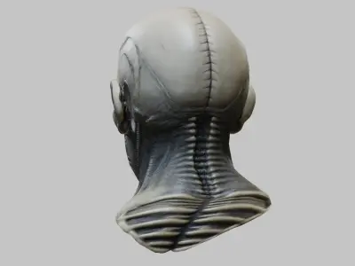Fantasy Giger Alien Man head bust Low-poly 3D model