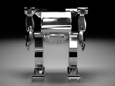 Game Ready Low Poly Robot silver 3D model