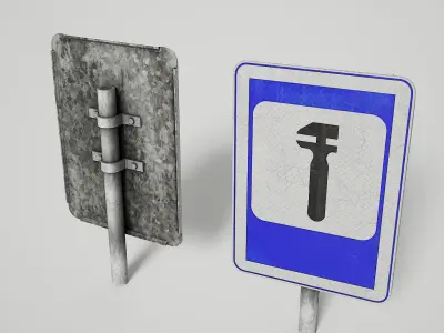 Service Road Signs PackVol 2 Low-poly 3D model