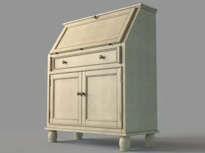Two Door One Drawer Drop Lid Cabinet With Power 3D model