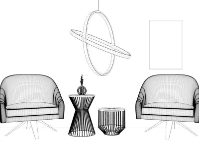 blue living room 3D model