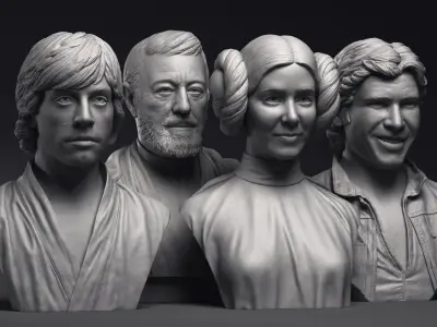 Leia Obi-Wan Han Solo and Luke 3d printable bust collection  3D Model Pack