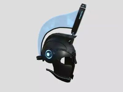 SciFi Spartan Helmet 02 Black Blue - Character Design Low-poly 3D model