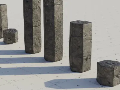 Basalt Columns and Rocks Kit PBR - Natural  Low-poly 3D model
