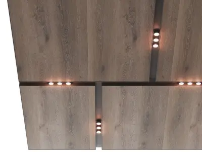 Wooden suspended ceiling with lighting 41 3D model