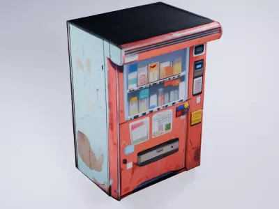 Stylized Low Poly Vending Machine - Cigarettes and Products 3D model