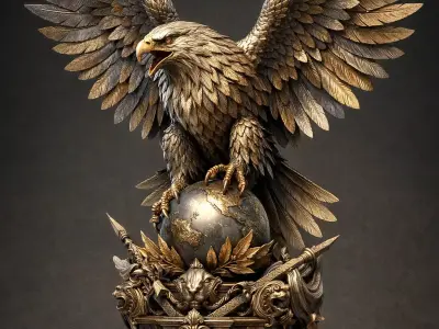 Majestic Eagle Guardian Statue 3D model