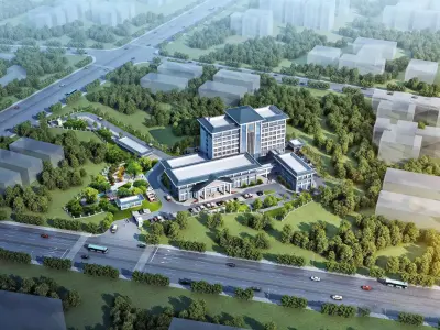 Contemporary Civic Service Campus 3D model