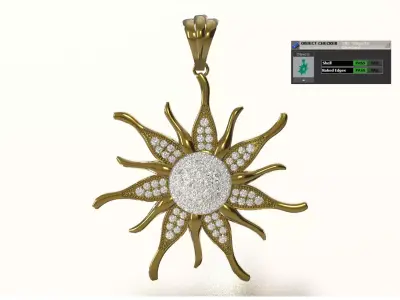 Sun Daisy Pendant with Central Pave Cluster model jp0389 3D print model