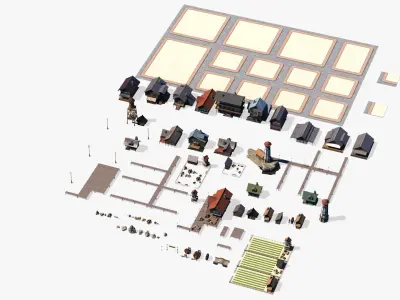 village Asset Low-poly 3D model