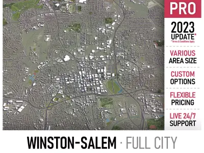 Winston-Salem Low-poly 3D model