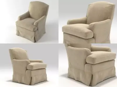 Alice four different chairs and ottoman 3D model