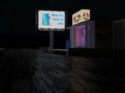 9922HIGHWAYCAFE coffee shop on street at night 3D model