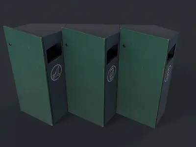 Street Trash Can 16 PBR Game Ready Low-poly 3D model