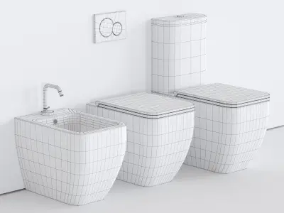 Scarabeo Ceramiche Teorema 2 0 WC art 5138 art 5139 art 5140 Low-poly 3D model