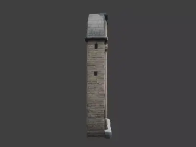 Brick Wall with a Narrow Window Low-poly 3D model