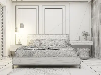 Interior Bedroom design scene 18 3D model