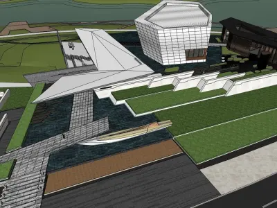 contemporary corporate office building 3D model