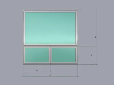 Modern architectural window fixed with bottom sliders 3D model