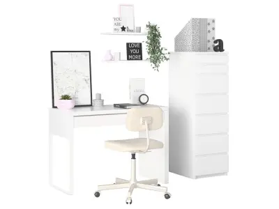 Study D - White on Pink Low-poly 3D model