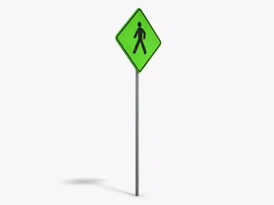 Pedestrian Sign Low-poly 3D model