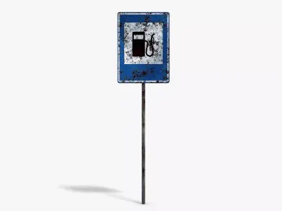 Damaged Gas Station Info Sign Low-poly 3D model