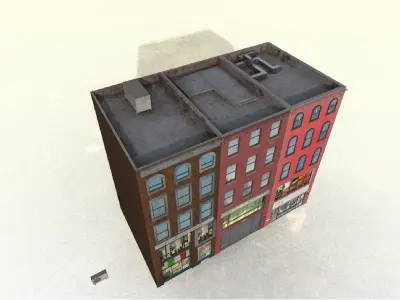 building brick with two windows 3D model