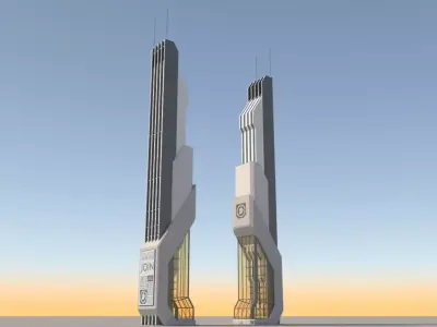 Futuristic Sci-Fi Skyscraper 06 3D model
